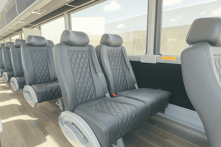 interior of Salinas Coach Bus Service charter bus