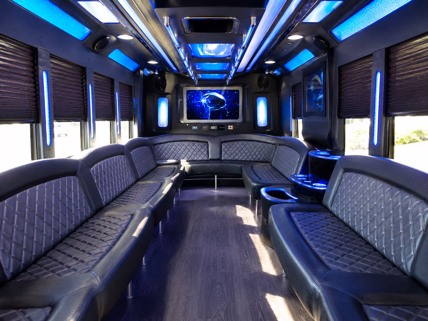 salinas 28 passenger party bus inside