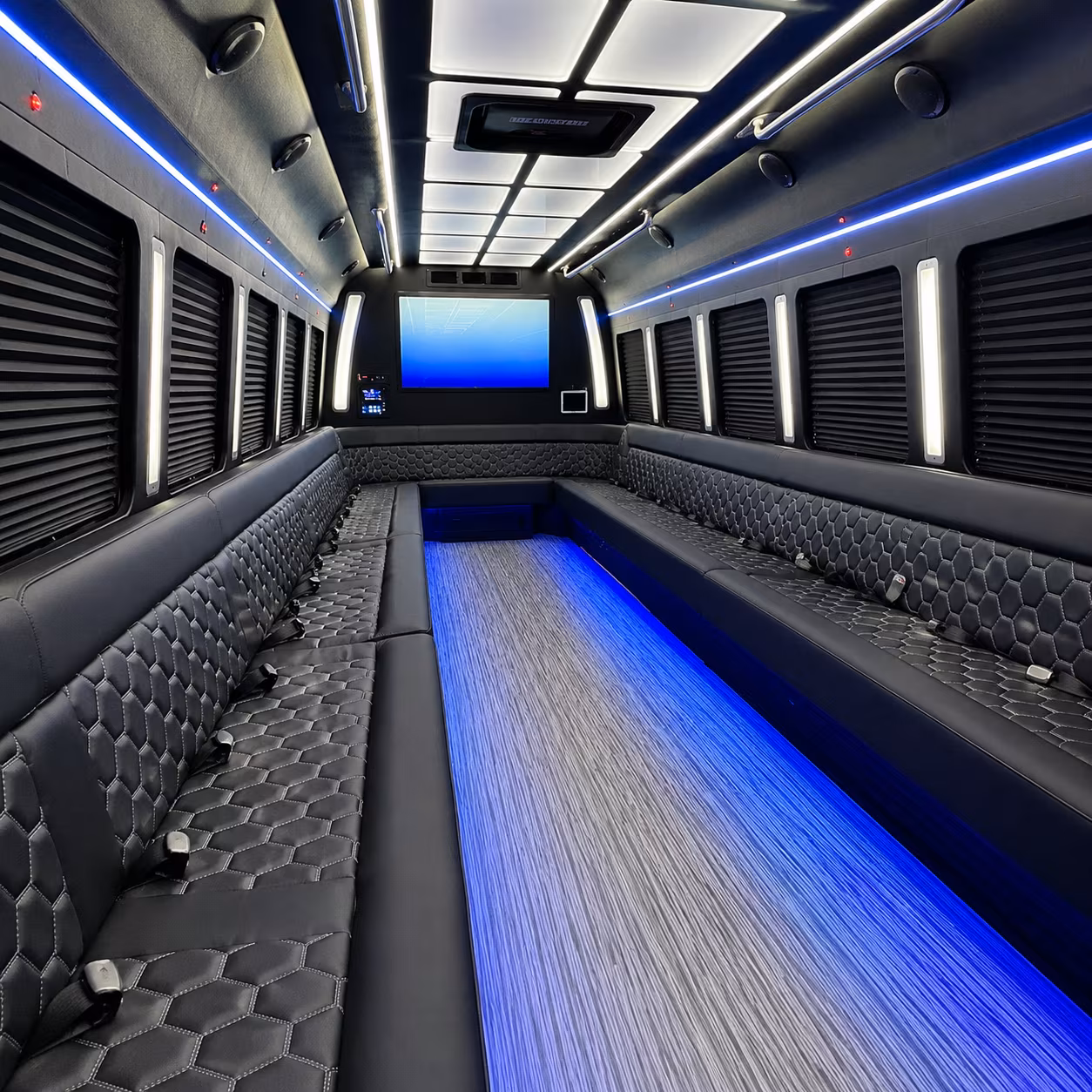 salinas 50 passenger party bus inside